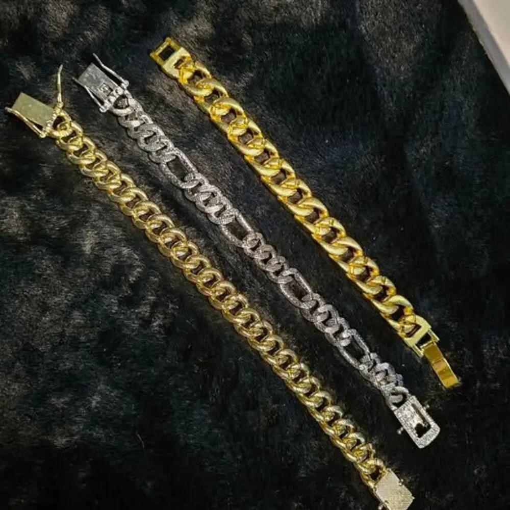 Plated Men's CZ fashion bracelets. Priced as each